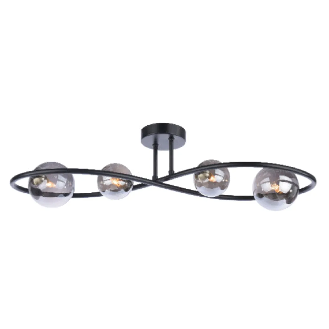 Lena 4 Light Semi Flush Ceiling Light Black
