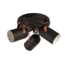 Letto Black and Copper 3 Light Ceiling Spotlight Plate