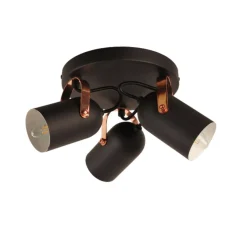 Letto Black and Copper 3 Light Ceiling Spotlight Plate