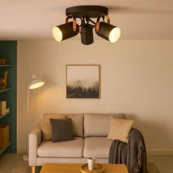 Letto Black and Copper 3 Light Ceiling Spotlight Plate