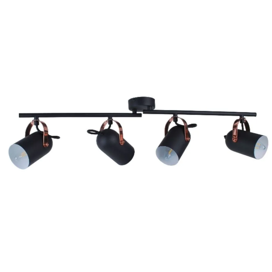 Letto Black and Copper 4 Light Ceiling Spotlight Bar