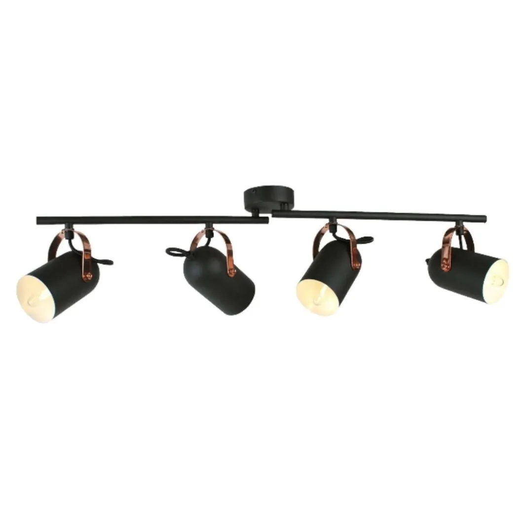 Letto Black and Copper 4 Light Ceiling Spotlight Bar