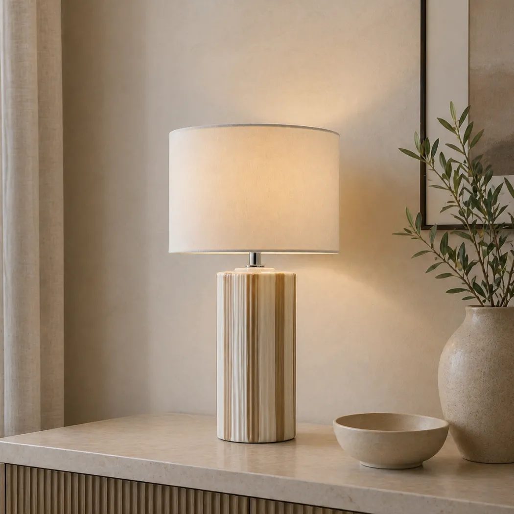 Lewis Taupe & Off White Ceramic Table Lamp