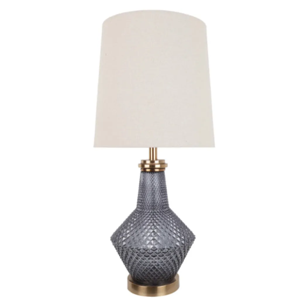 Lia Antique Brass & Smoked Glass Table Lamp