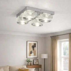 Liana Polished Chrome Square LED Flush Ceiling Light