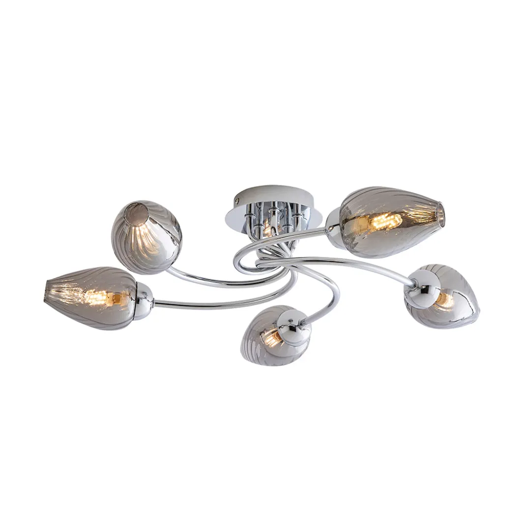 Lina 5-Light Chrome Flush Ceiling Light