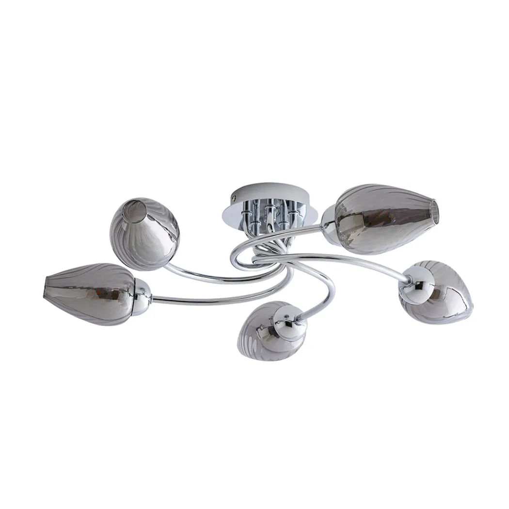 Lina 5-Light Chrome Flush Ceiling Light