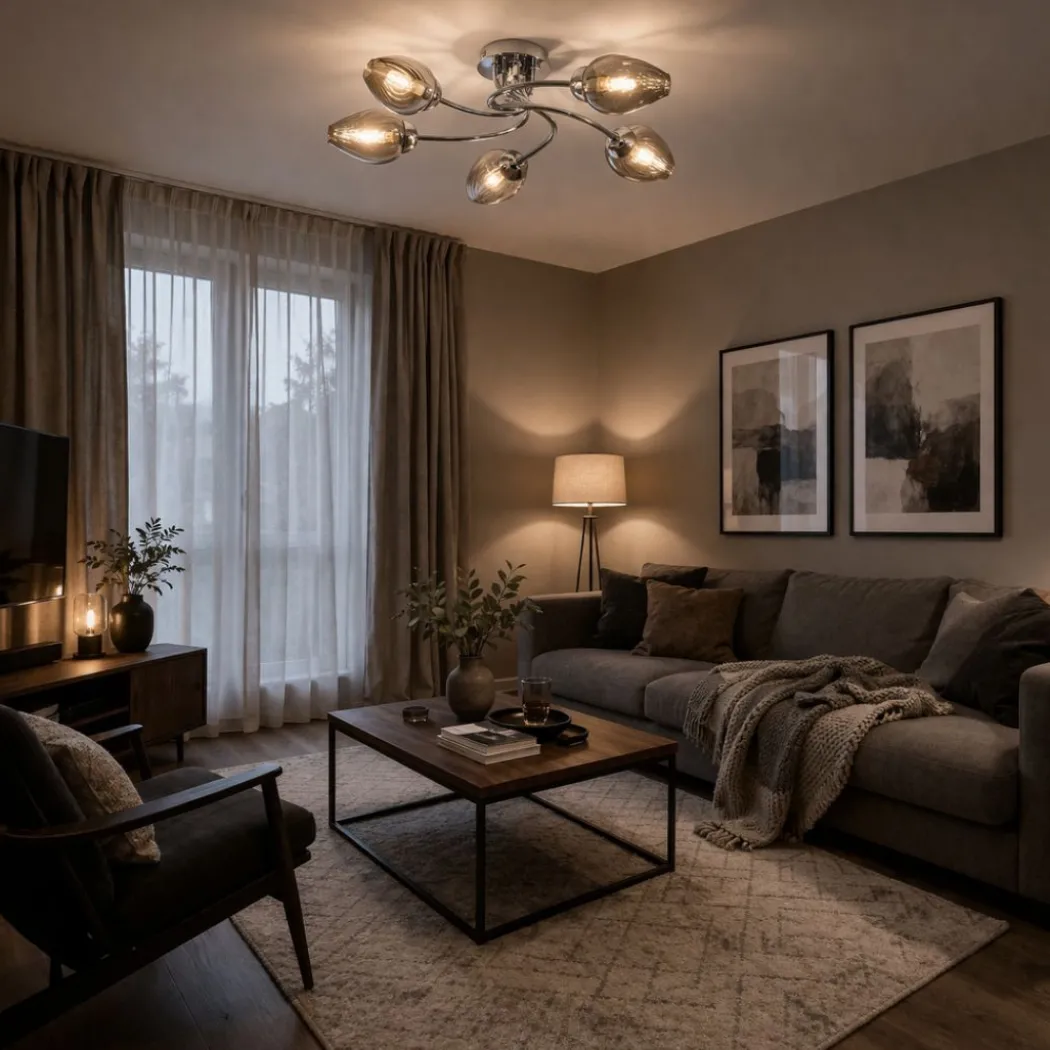 Lina 5-Light Chrome Flush Ceiling Light