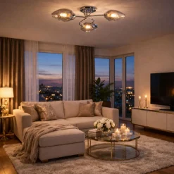 Lina 3-Light Chrome Flush Ceiling Light