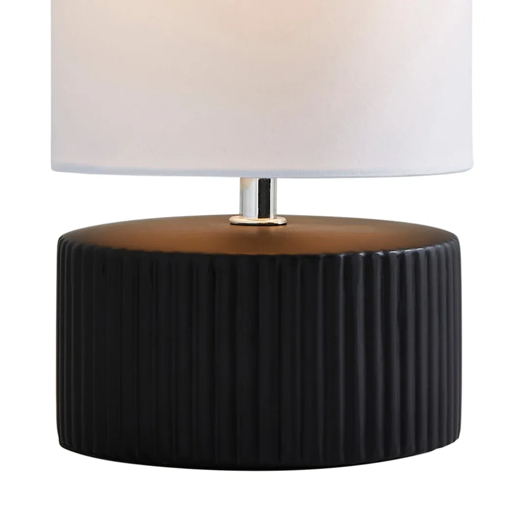 Linden Black Ribbed Ceramic Table Lamp