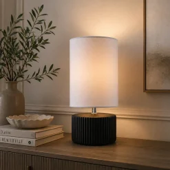 Linden Black Ribbed Ceramic Table Lamp