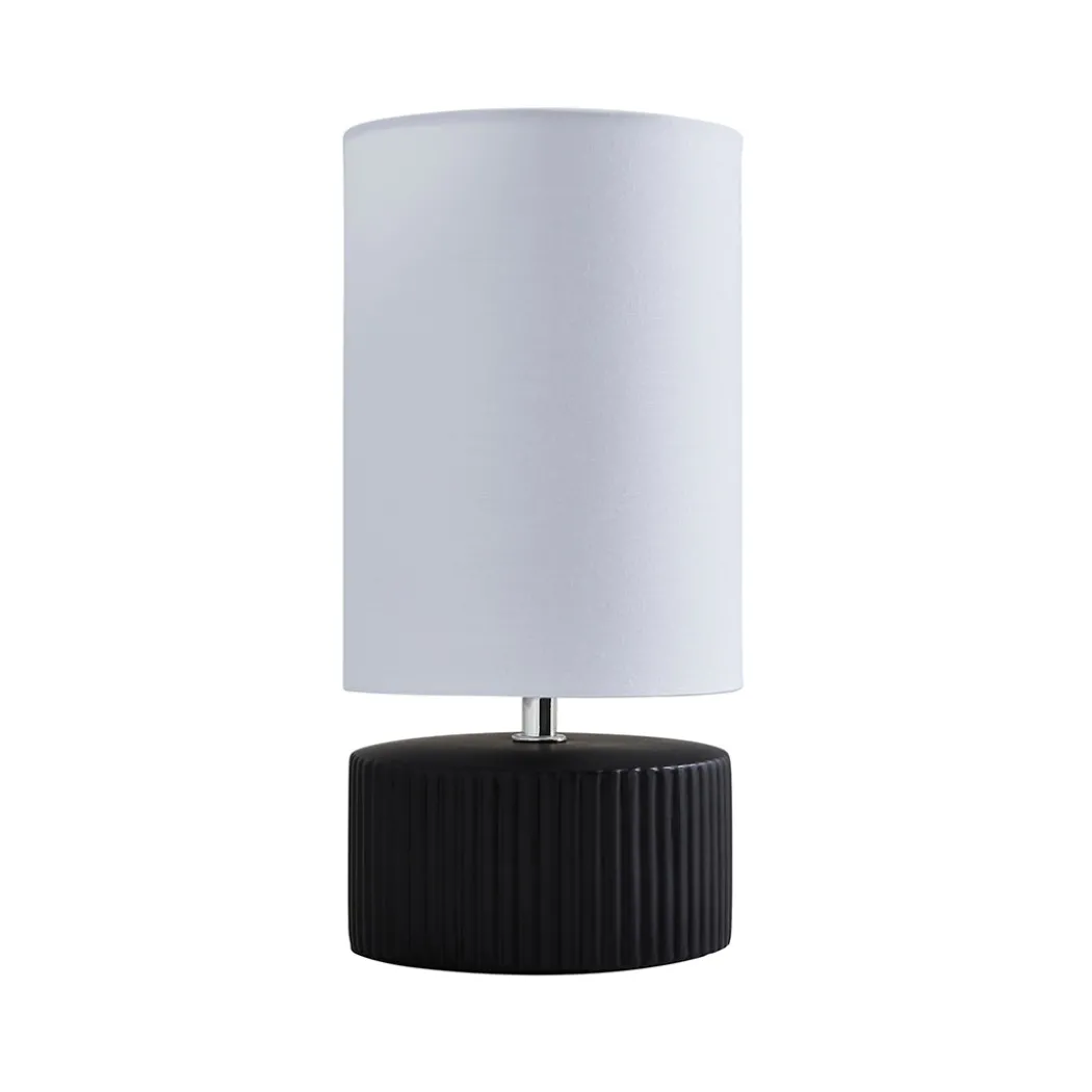 Linden Black Ribbed Ceramic Table Lamp