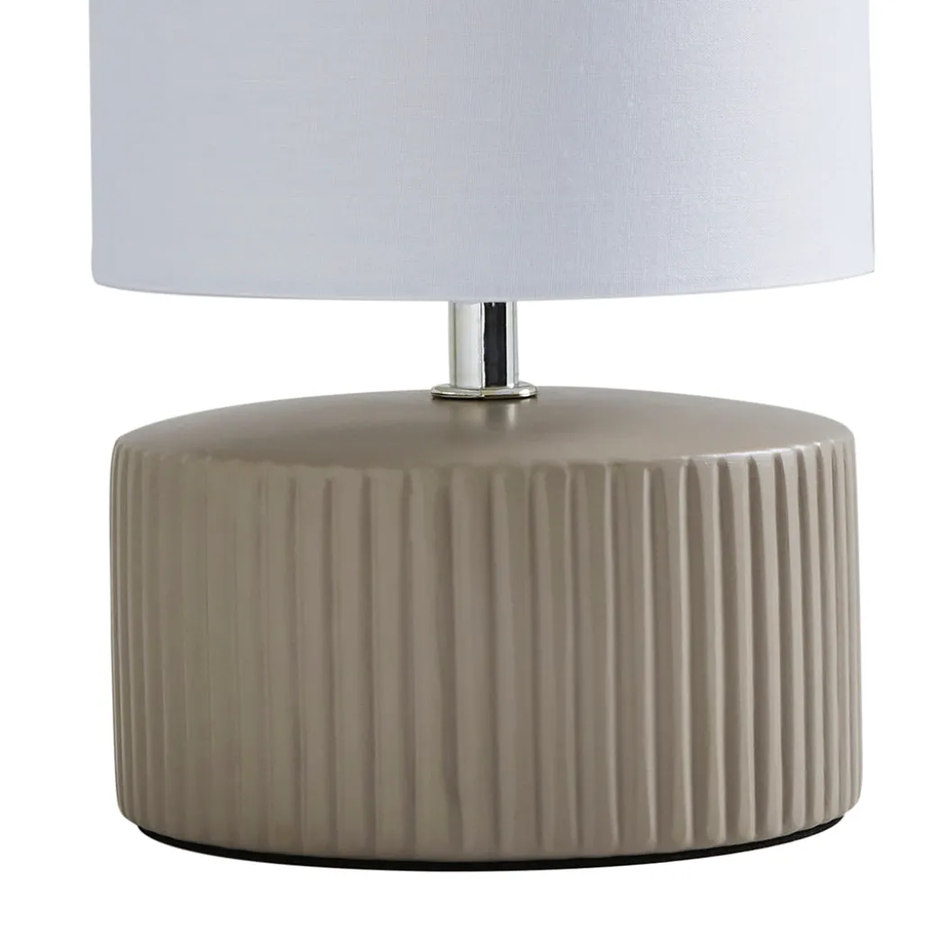 Linden Taupe Ribbed Ceramic Table Lamp