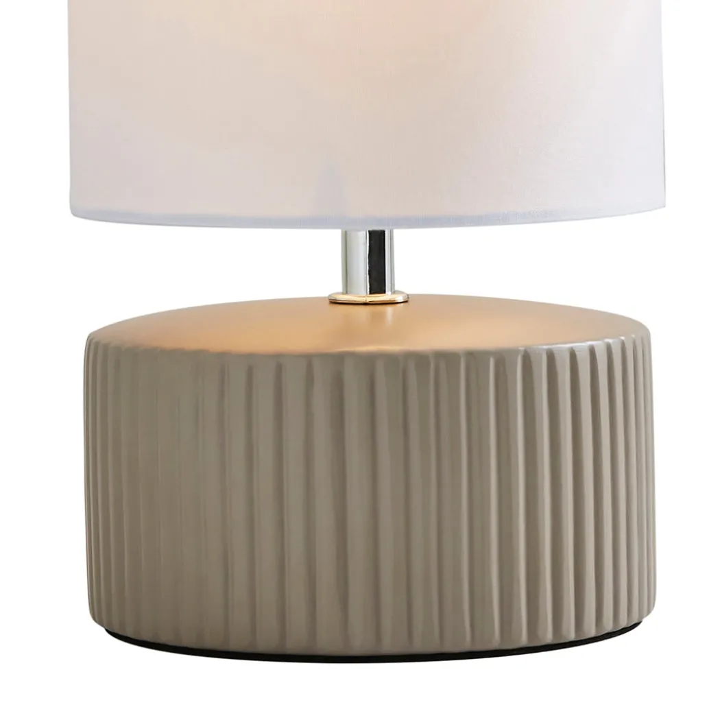 Linden Taupe Ribbed Ceramic Table Lamp