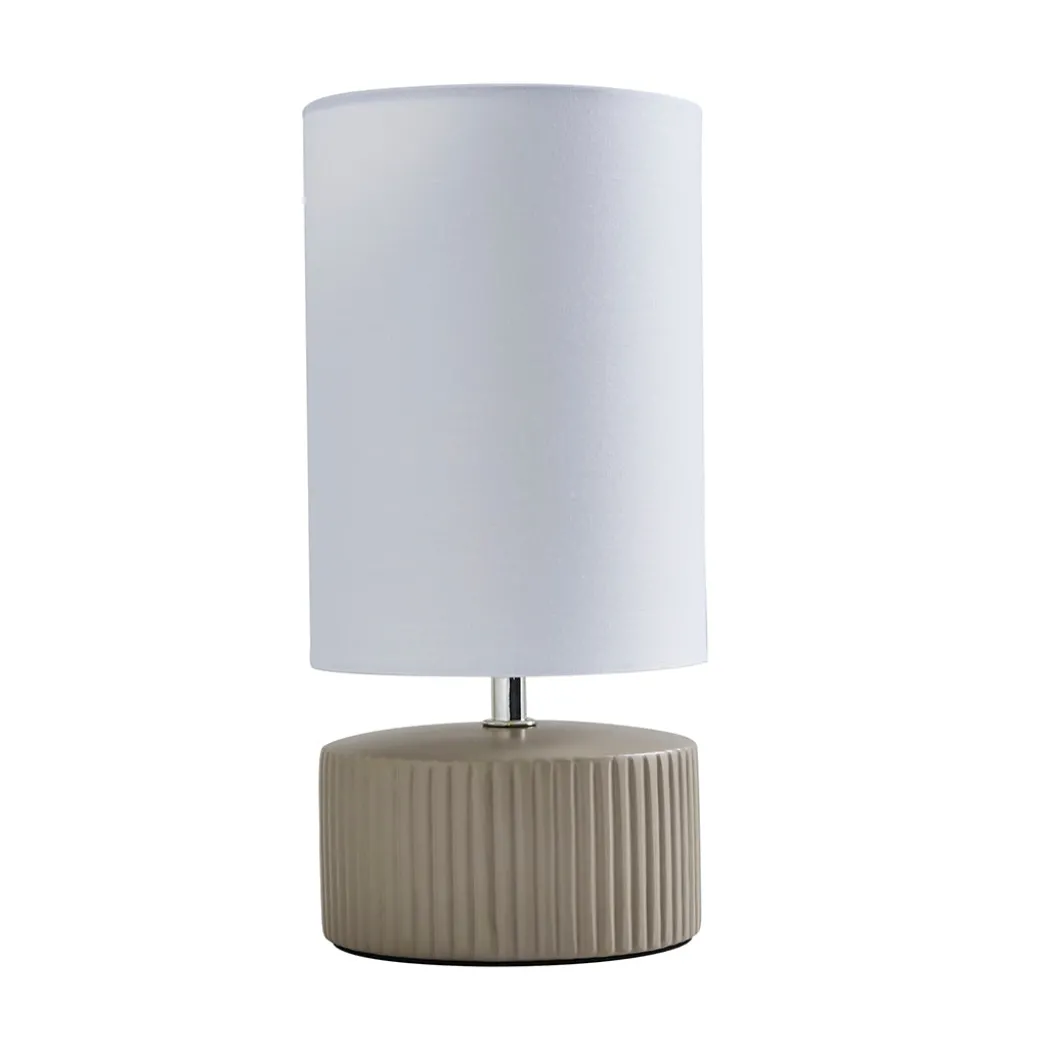 Linden Taupe Ribbed Ceramic Table Lamp
