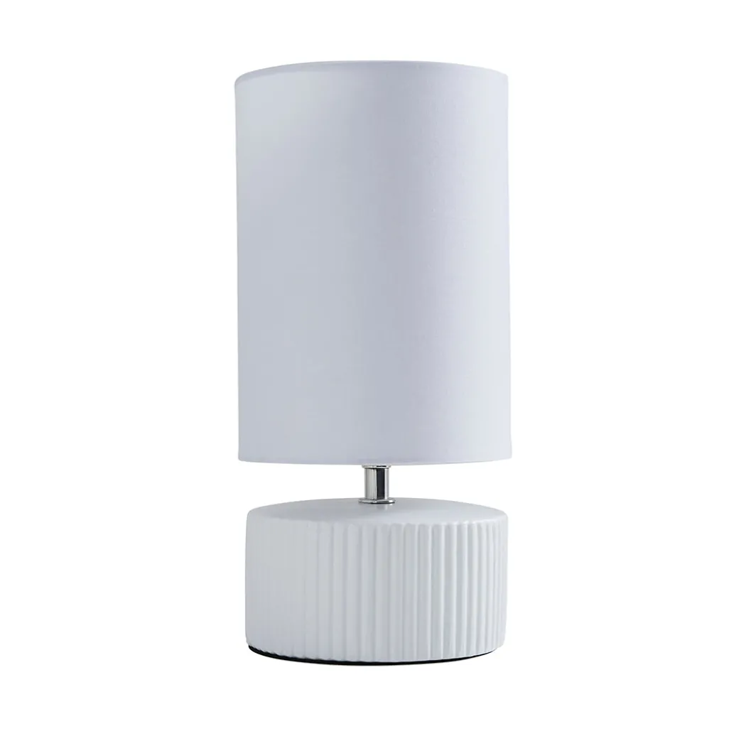 Linden White Ribbed Ceramic Table Lamp