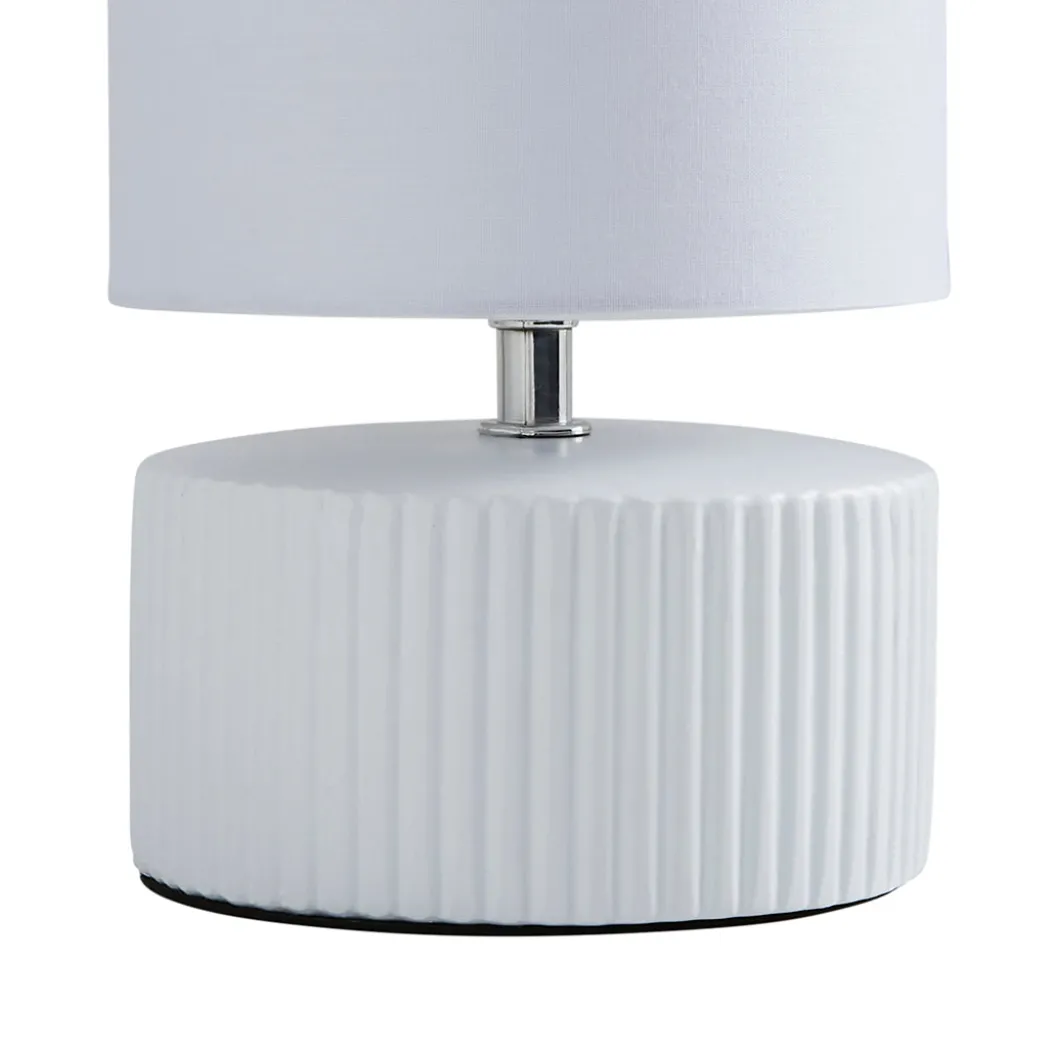 Linden White Ribbed Ceramic Table Lamp