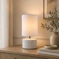 Linden White Ribbed Ceramic Table Lamp