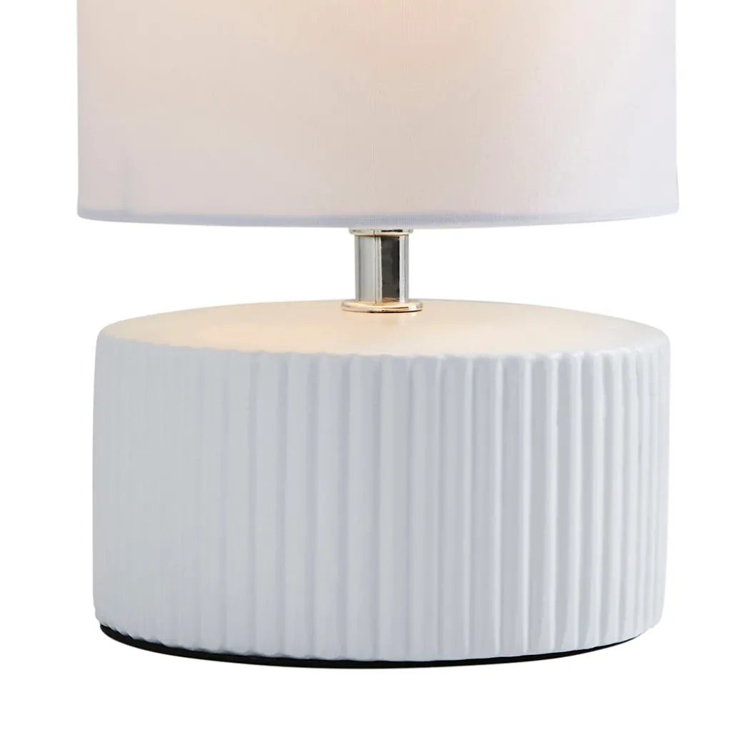 Linden White Ribbed Ceramic Table Lamp
