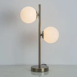 Lior 2 Light Antique Brass & Glass Table Lamp