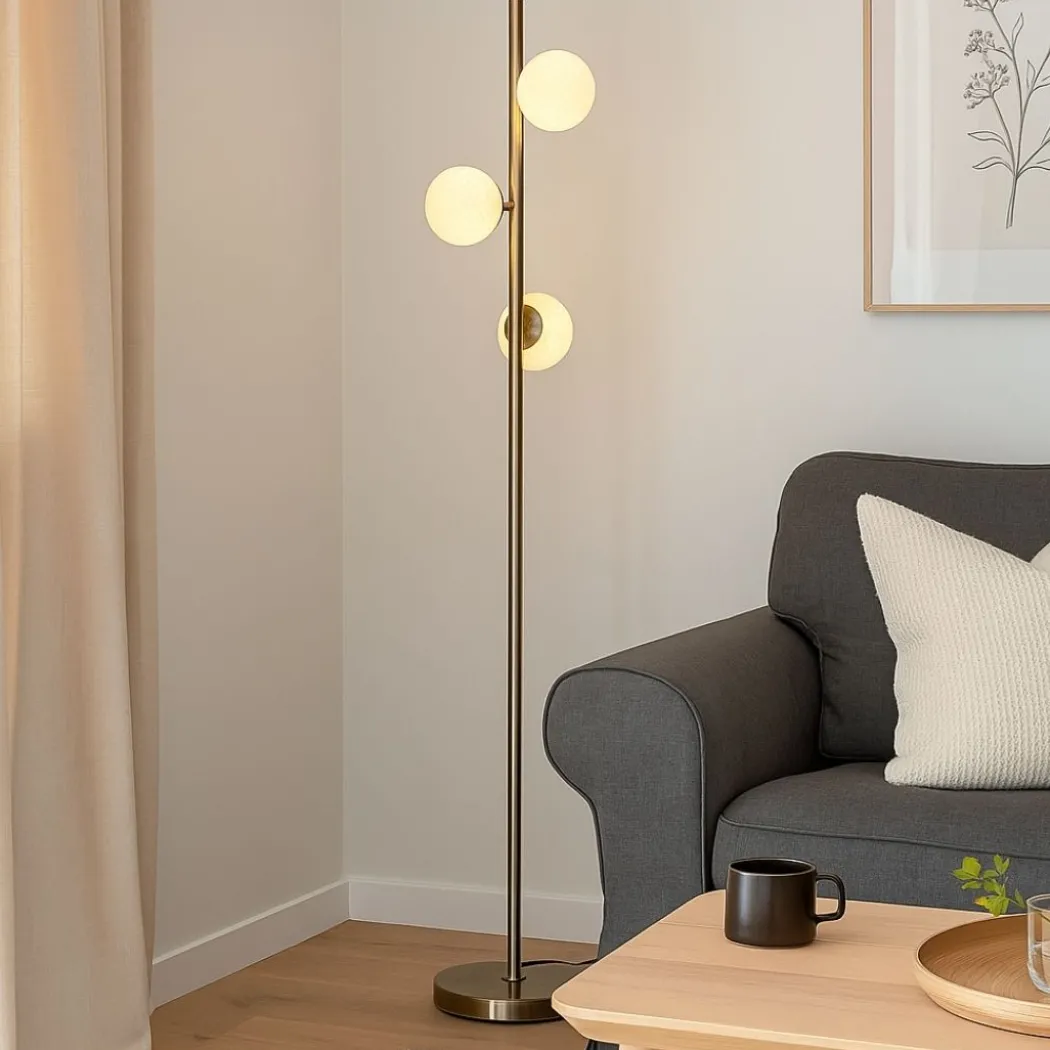 Lior 3-Light Antique Brass Floor Lamp