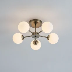 Lior 5-Light Antique Brass Semi-Flush Ceiling Light