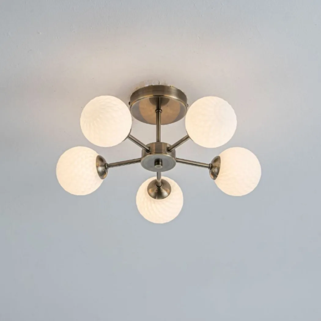 Lior 5-Light Antique Brass Semi-Flush Ceiling Light