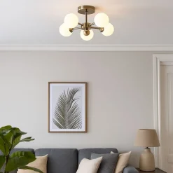 Lior 5-Light Antique Brass Semi-Flush Ceiling Light