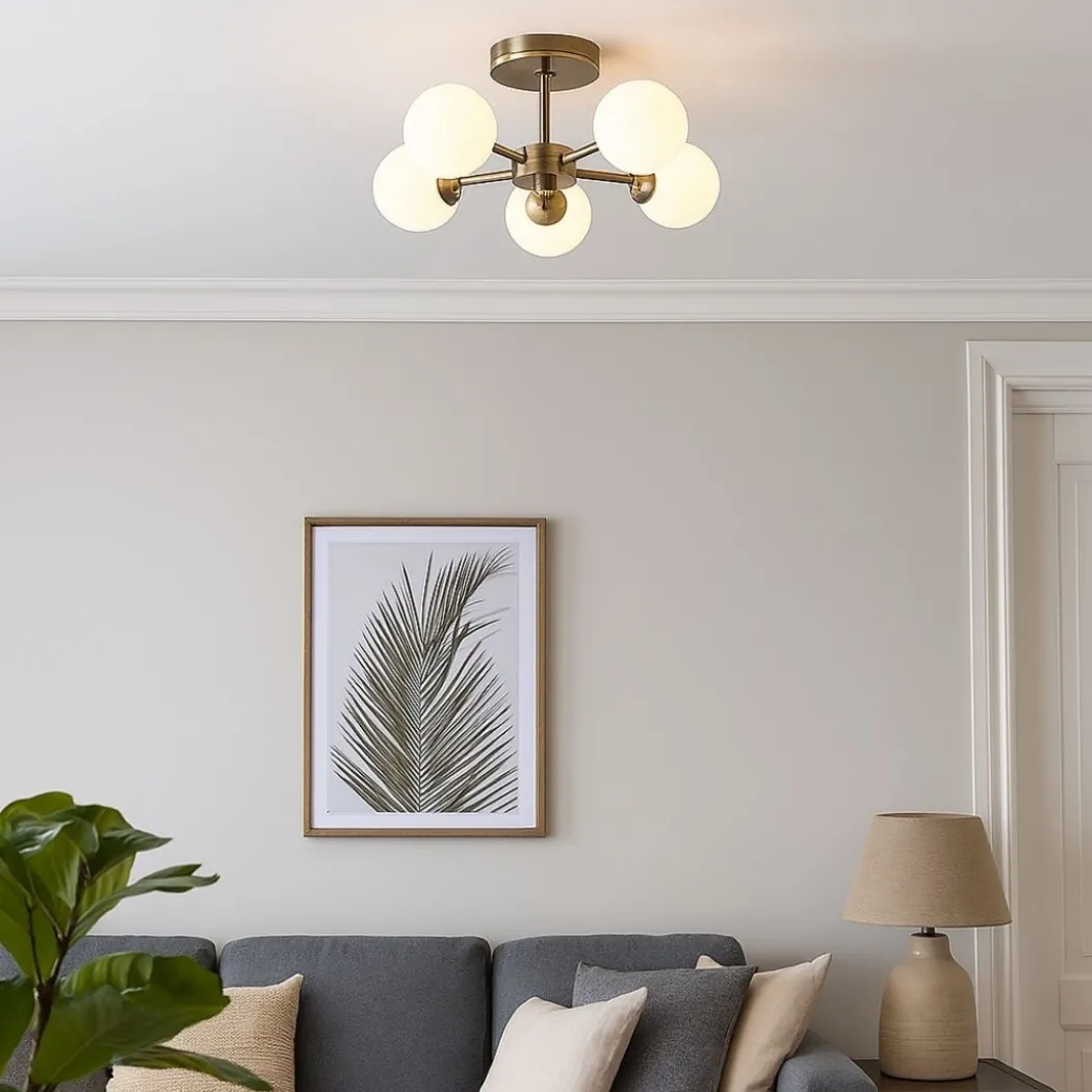 Lior 5-Light Antique Brass Semi-Flush Ceiling Light