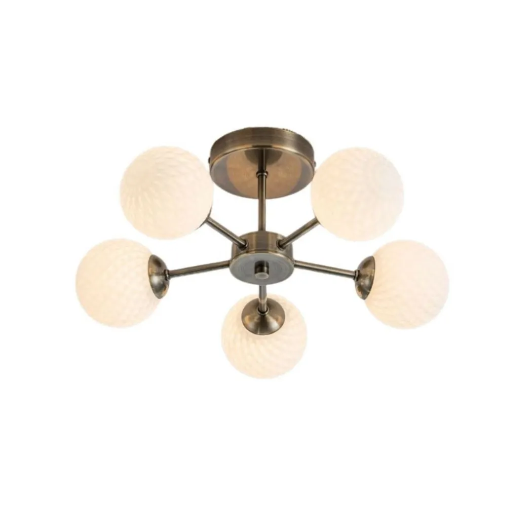 Lior 5-Light Antique Brass Semi-Flush Ceiling Light
