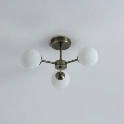 Lior 3-Light Antique Brass Semi-Flush Ceiling Light