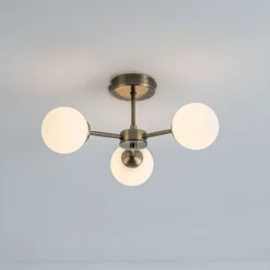 Lior 3-Light Antique Brass Semi-Flush Ceiling Light