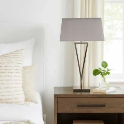 Lizzie Chrome & Mocha Touch Table Lamp