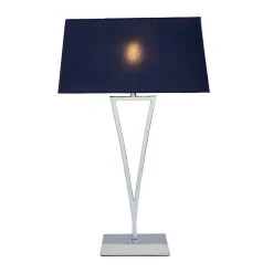 Lizzie Chrome & Navy Touch Table Lamp