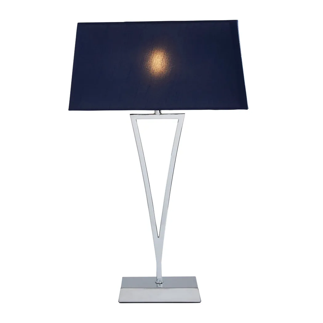 Lizzie Chrome & Navy Touch Table Lamp