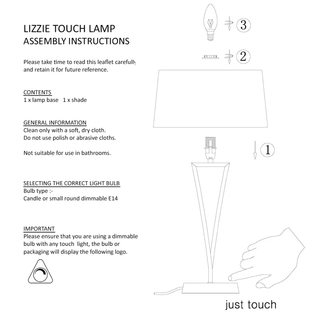 Lizzie Chrome & Navy Touch Table Lamp