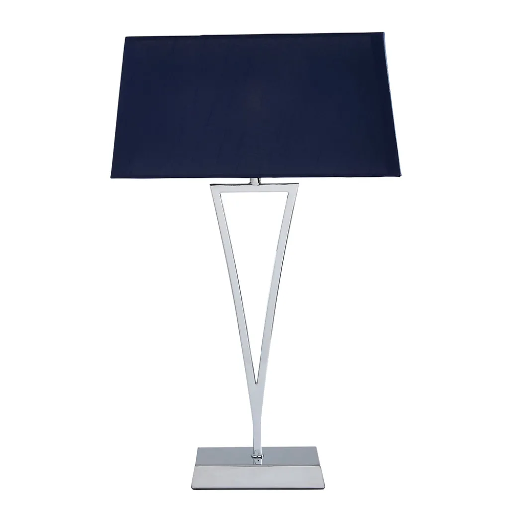 Lizzie Chrome & Navy Touch Table Lamp
