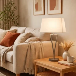 Lizzie Chrome & White Touch Table Lamp