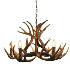 Lochranza 6 Light Rustic Antler Pendant Ceiling Light