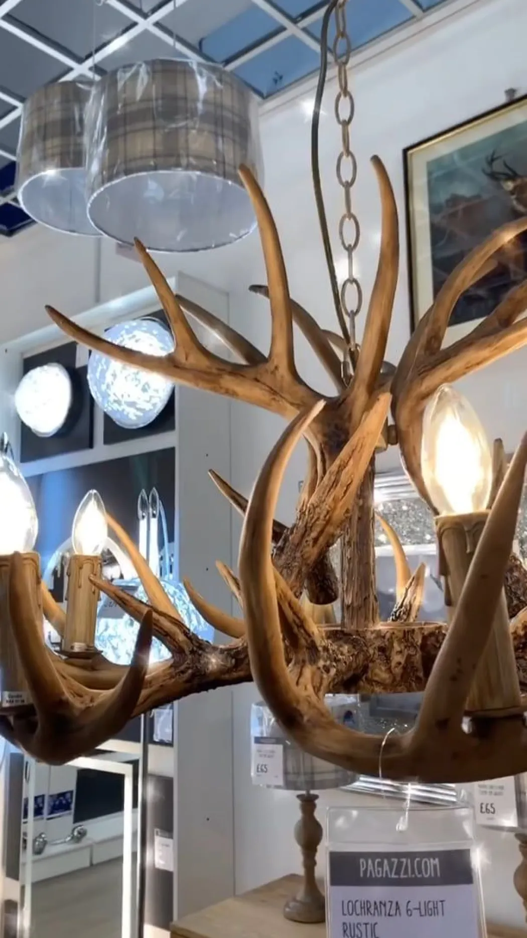 Lochranza 6 Light Rustic Antler Pendant Ceiling Light