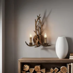 Lochranza 2 Light Rustic Antler Wall Light