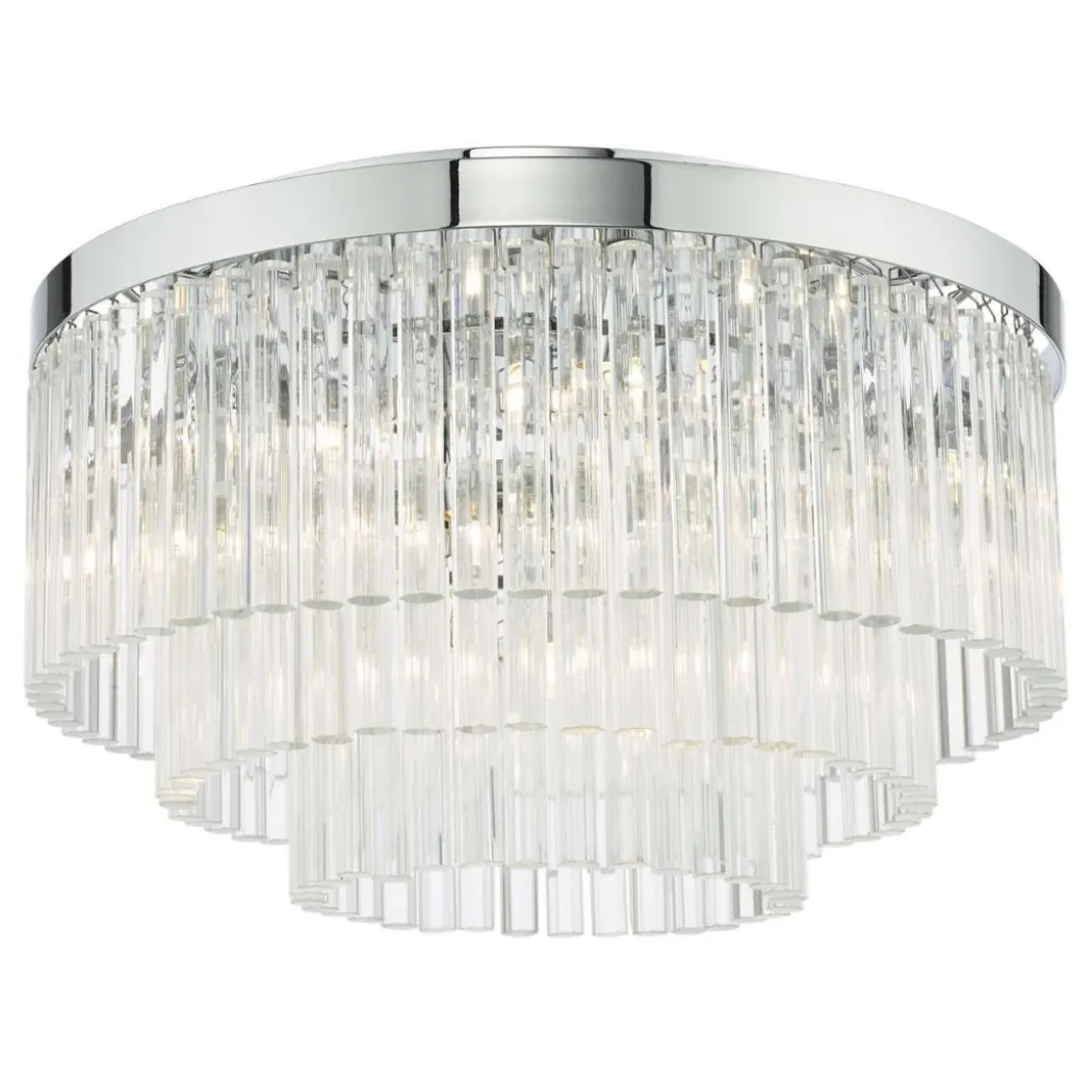 Logan Polished Chrome & Glass Flush Ceiling Light