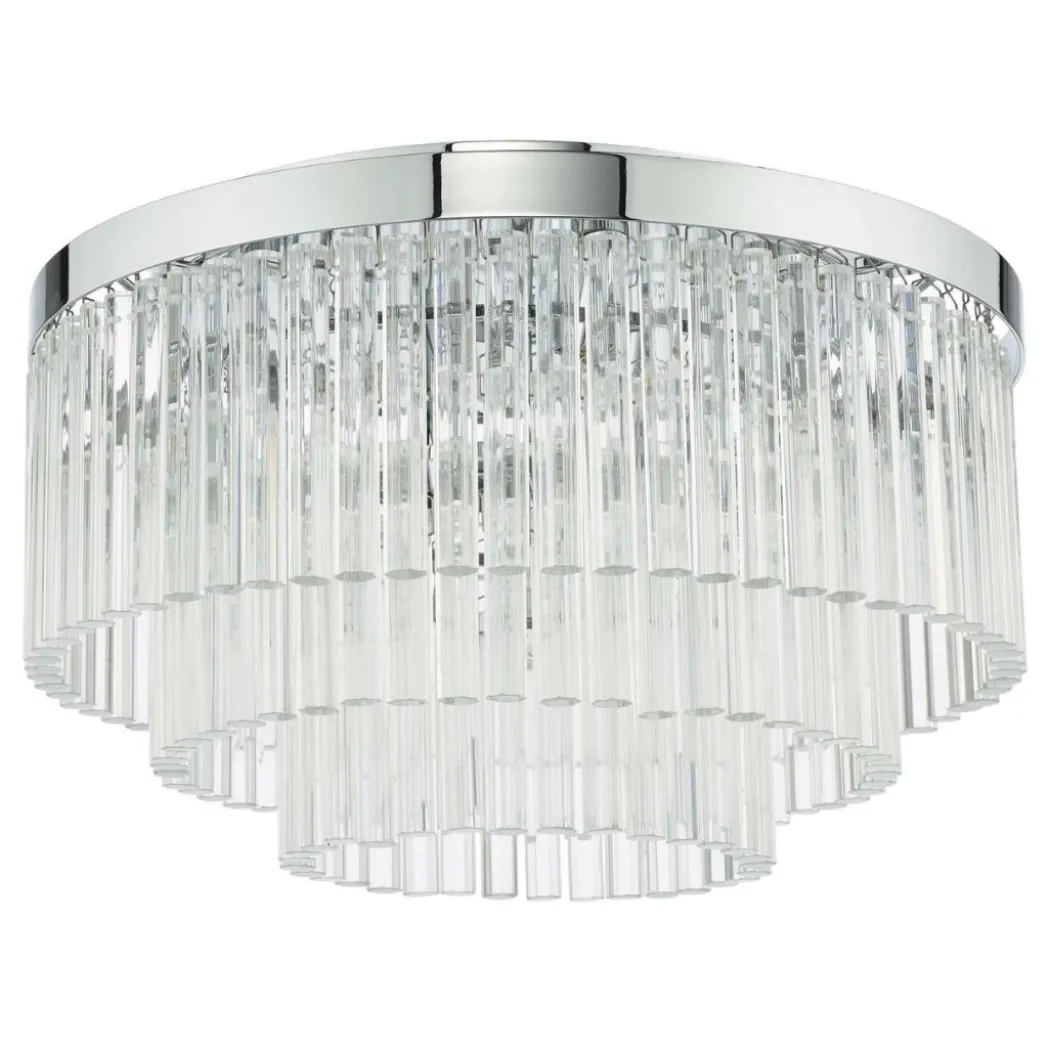 Logan Polished Chrome & Glass Flush Ceiling Light