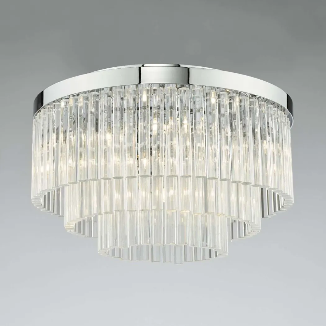 Logan Polished Chrome & Glass Flush Ceiling Light