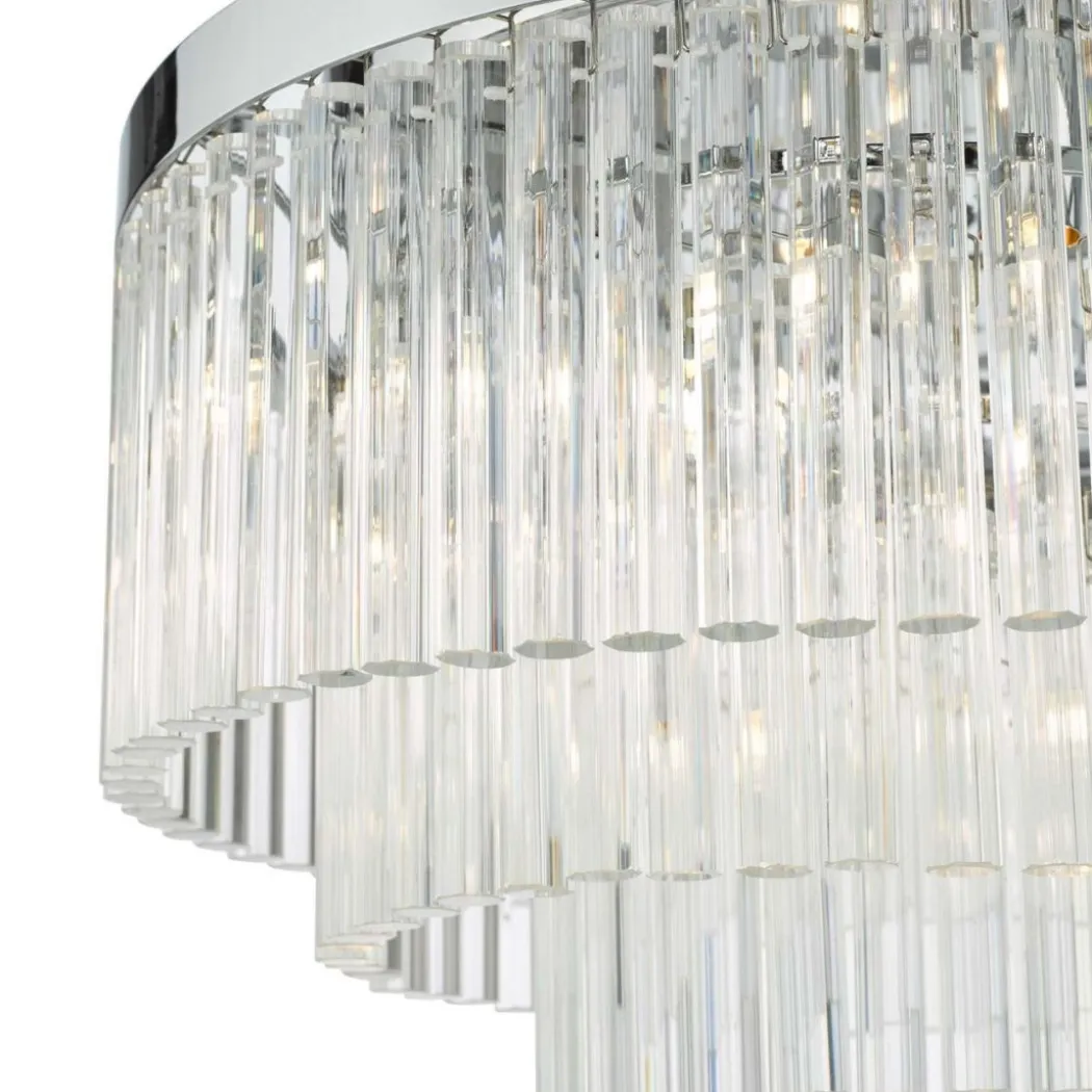 Logan Polished Chrome & Glass Flush Ceiling Light