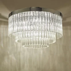 Logan Polished Chrome & Glass Flush Ceiling Light