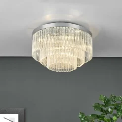 Logan Polished Chrome & Glass Flush Ceiling Light