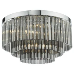 Logan Polished Chrome & Smoked Glass Flush Ceiling Light