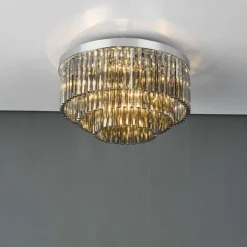Logan Polished Chrome & Smoked Glass Flush Ceiling Light