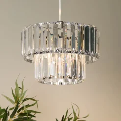 Lombard 2 Tier Clear Chrome Ceiling Pendant Shade